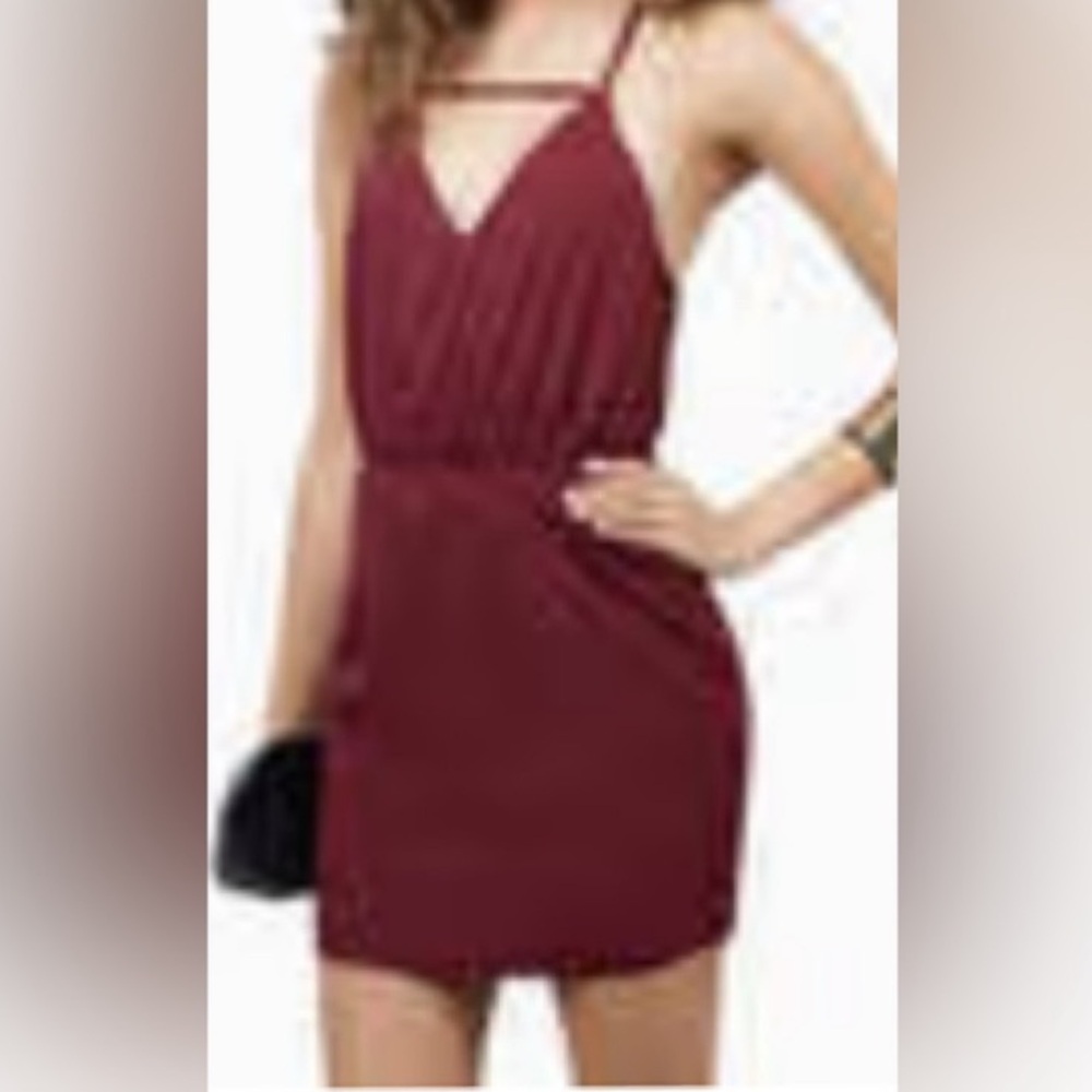 Tobi - Isla Dress - Burgundy Open Back Strappy Mini Dress - Small - Like New